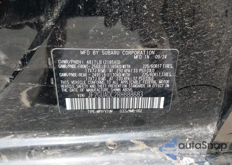 2024 Subaru Crosstrek Premium из США, поврежденный, VIN JF2GUADC2RH888683